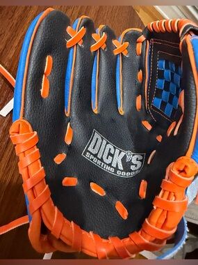 DICK'S Kids Black and Orange Youth Baseball Glove